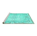 Sideview of Machine Washable Persian Turquoise Traditional Area Rugs, wshtr3450turq