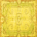 Square Persian Yellow Traditional Rug, tr3450yw