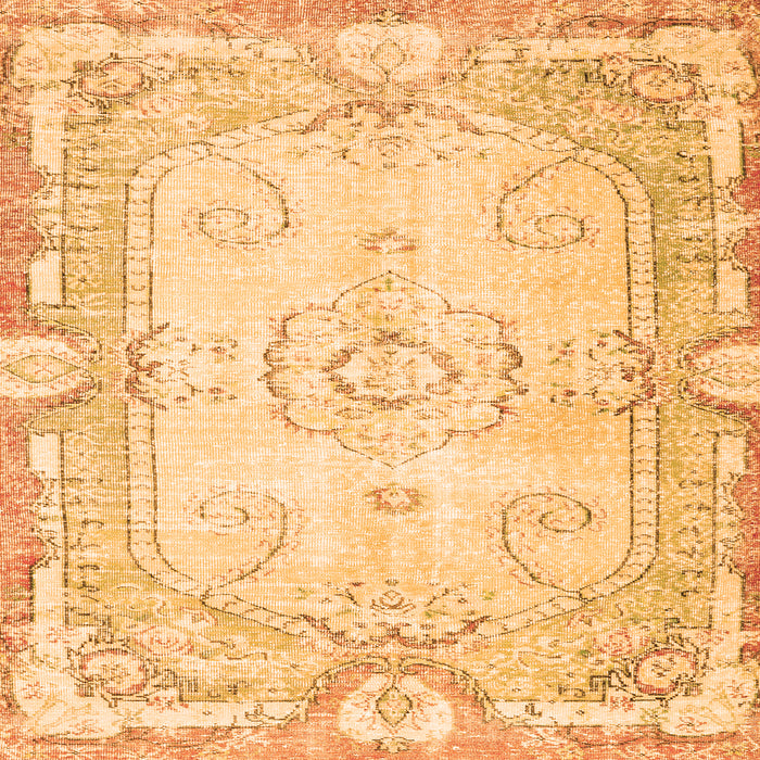 Round Machine Washable Persian Orange Traditional Area Rugs, wshtr3450org