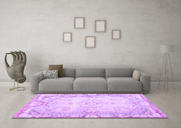 Machine Washable Persian Purple Traditional Area Rugs in a Living Room, wshtr3450pur