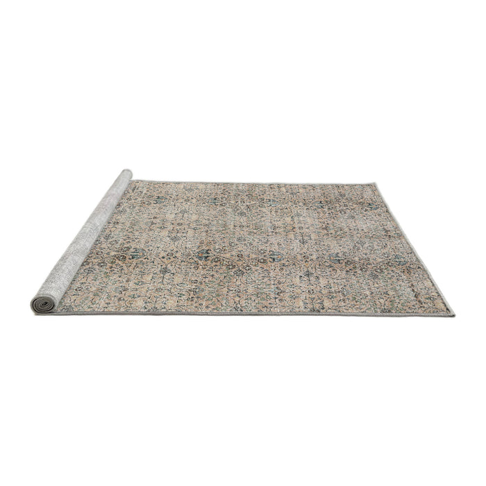 Sideview of Machine Washable Traditional Desert Sand Beige Rug, wshtr3451