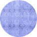 Round Persian Blue Traditional Rug, tr3451blu