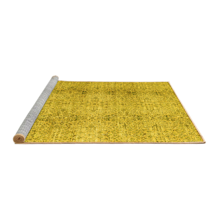 Sideview of Machine Washable Persian Yellow Traditional Rug, wshtr3451yw