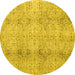 Round Persian Yellow Traditional Rug, tr3451yw