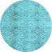 Round Persian Light Blue Traditional Rug, tr3451lblu