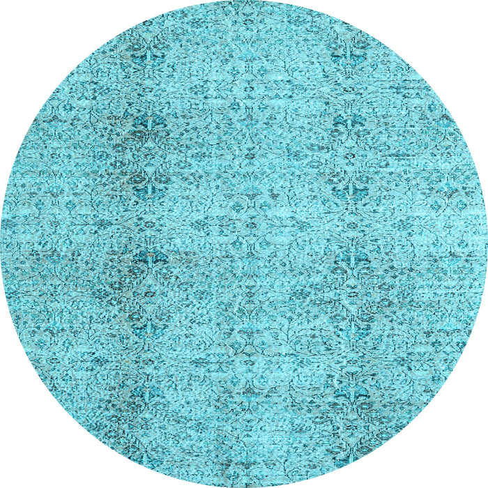 Round Machine Washable Persian Light Blue Traditional Rug, wshtr3451lblu