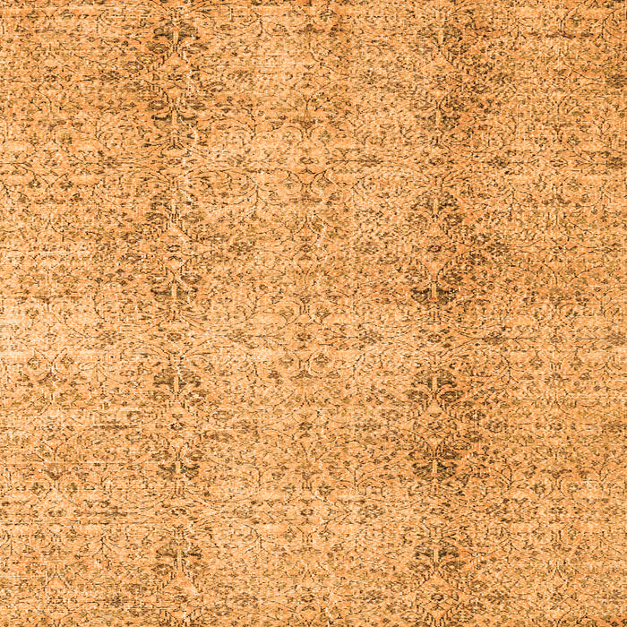 Round Machine Washable Persian Orange Traditional Area Rugs, wshtr3451org