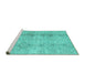 Sideview of Machine Washable Persian Turquoise Traditional Area Rugs, wshtr3451turq