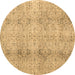 Round Machine Washable Persian Brown Traditional Rug, wshtr3451brn