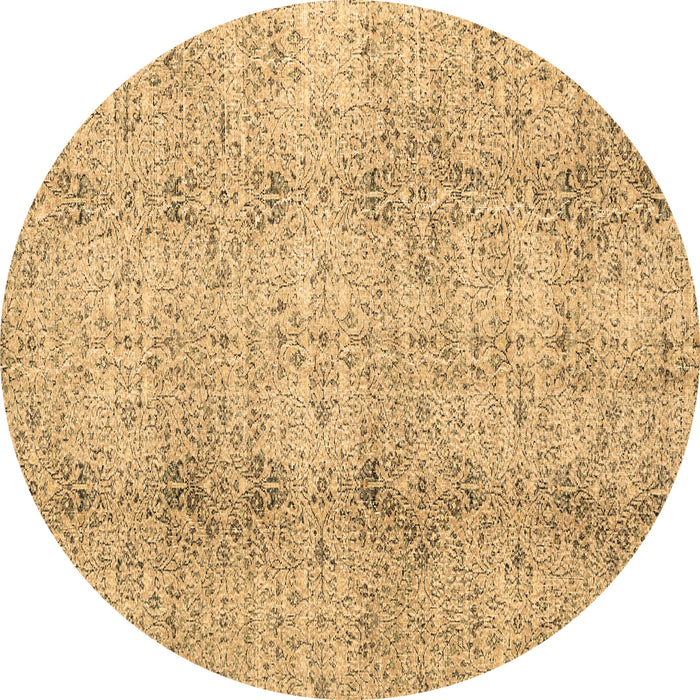 Round Persian Brown Traditional Rug, tr3451brn