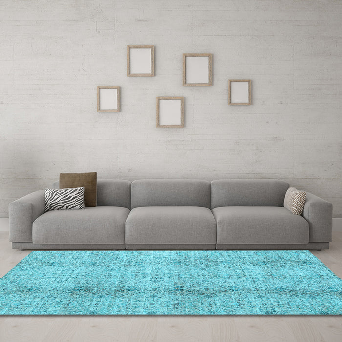 Machine Washable Persian Light Blue Traditional Rug in a Living Room, wshtr3451lblu
