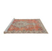 Sideview of Machine Washable Traditional Orange Rug, wshtr3452