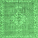 Square Machine Washable Medallion Emerald Green Traditional Area Rugs, wshtr3452emgrn