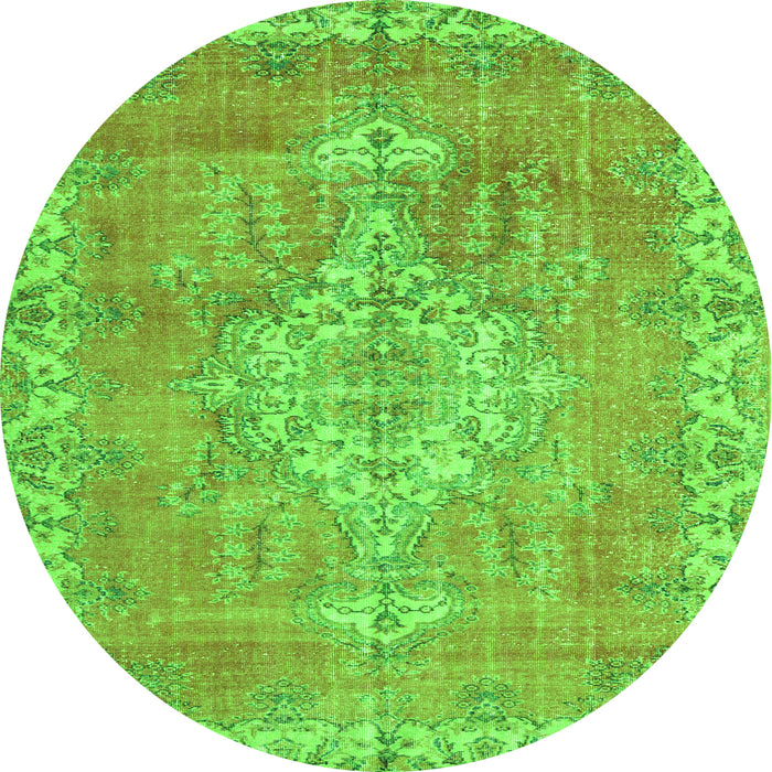 Square Medallion Green Traditional Rug, tr3452grn