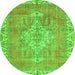 Square Medallion Green Traditional Rug, tr3452grn