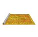Sideview of Machine Washable Medallion Yellow Traditional Rug, wshtr3452yw