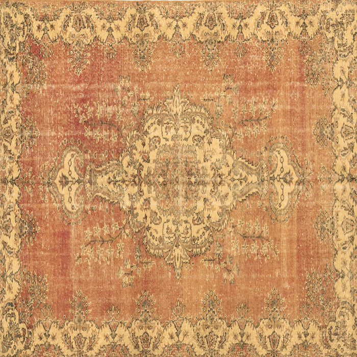 Square Machine Washable Medallion Brown Traditional Rug, wshtr3452brn