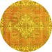 Round Medallion Yellow Traditional Rug, tr3452yw