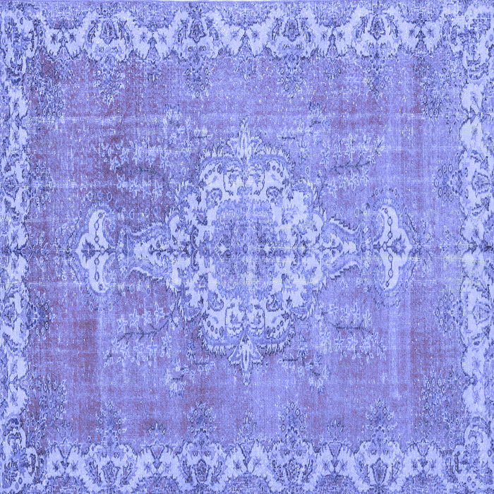 Square Medallion Blue Traditional Rug, tr3452blu