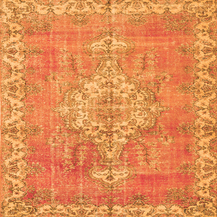 Serging Thickness of Medallion Orange Traditional Rug, tr3452org
