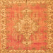 Round Machine Washable Medallion Orange Traditional Area Rugs, wshtr3452org