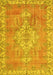 Machine Washable Medallion Yellow Traditional Rug, wshtr3452yw
