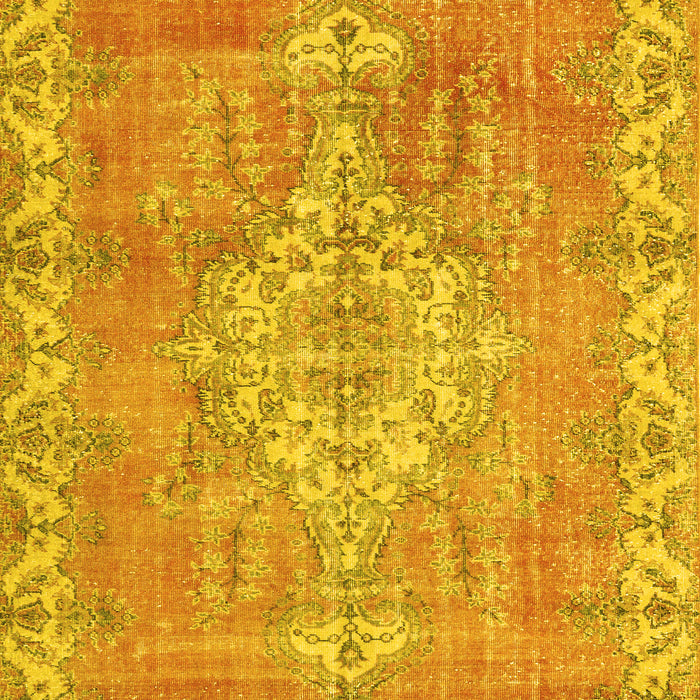 Machine Washable Medallion Yellow Traditional Rug, wshtr3452yw