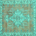 Square Medallion Turquoise Traditional Rug, tr3452turq