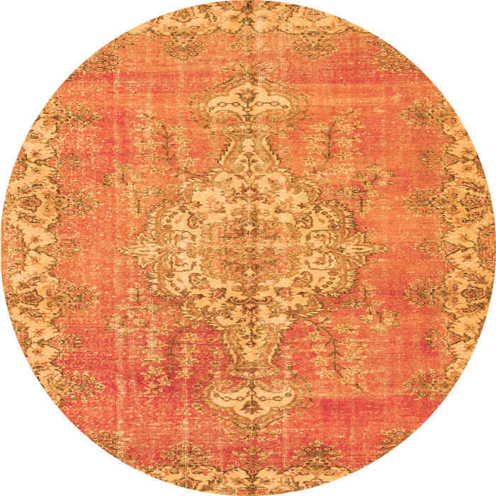 Machine Washable Medallion Orange Traditional Area Rugs, wshtr3452org