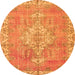 Machine Washable Medallion Orange Traditional Area Rugs, wshtr3452org