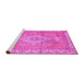 Sideview of Machine Washable Medallion Pink Traditional Rug, wshtr3452pnk