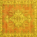 Square Machine Washable Medallion Yellow Traditional Rug, wshtr3452yw