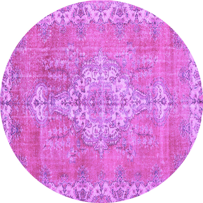 Round Medallion Purple Traditional Rug, tr3452pur