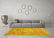 Machine Washable Medallion Yellow Traditional Rug in a Living Room, wshtr3452yw