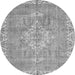 Square Medallion Gray Traditional Rug, tr3452gry