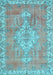 Machine Washable Medallion Light Blue Traditional Rug, wshtr3452lblu