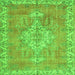 Serging Thickness of Medallion Green Traditional Rug, tr3452grn