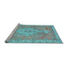 Sideview of Machine Washable Medallion Light Blue Traditional Rug, wshtr3452lblu