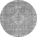 Machine Washable Medallion Gray Traditional Rug, wshtr3452gry