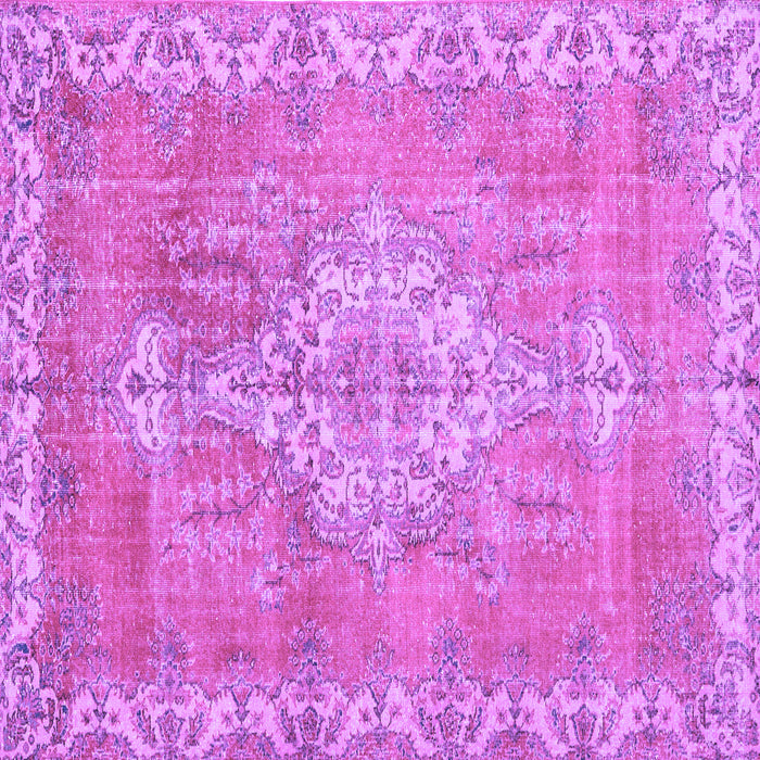 Square Machine Washable Medallion Purple Traditional Area Rugs, wshtr3452pur