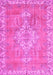 Machine Washable Medallion Pink Traditional Rug, wshtr3452pnk