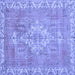 Square Machine Washable Medallion Blue Traditional Rug, wshtr3452blu