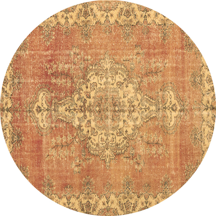 Round Medallion Brown Traditional Rug, tr3452brn