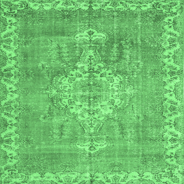 Square Medallion Emerald Green Traditional Rug, tr3452emgrn