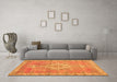 Machine Washable Medallion Orange Traditional Area Rugs in a Living Room, wshtr3452org