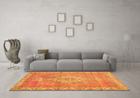 Machine Washable Medallion Orange Traditional Rug, wshtr3452org