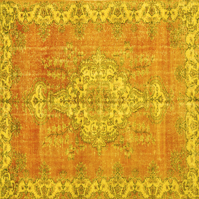 Square Medallion Yellow Traditional Rug, tr3452yw
