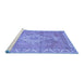 Sideview of Machine Washable Medallion Blue Traditional Rug, wshtr3452blu