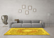 Machine Washable Persian Yellow Traditional Rug in a Living Room, wshtr3453yw