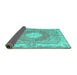 Sideview of Persian Turquoise Traditional Rug, tr3453turq